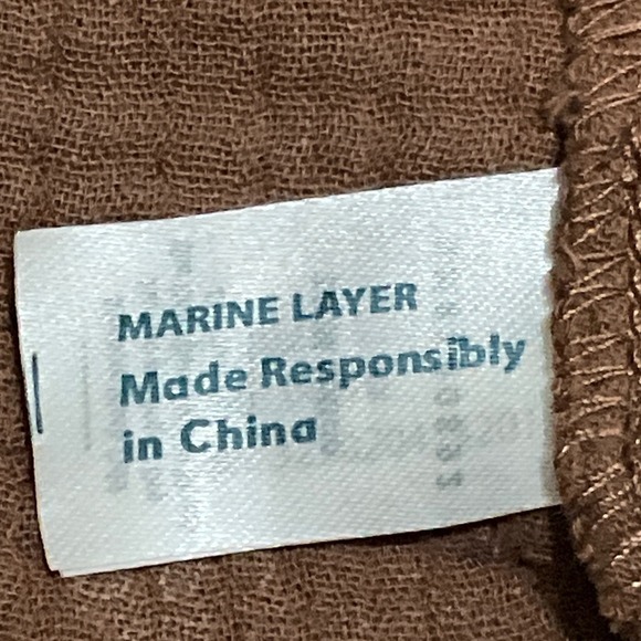 Marine Layer Brown Cotton Gauze Split Neck Boho 3/4 Sleeve Blouse Lightweight XS - Picture 7 of 10